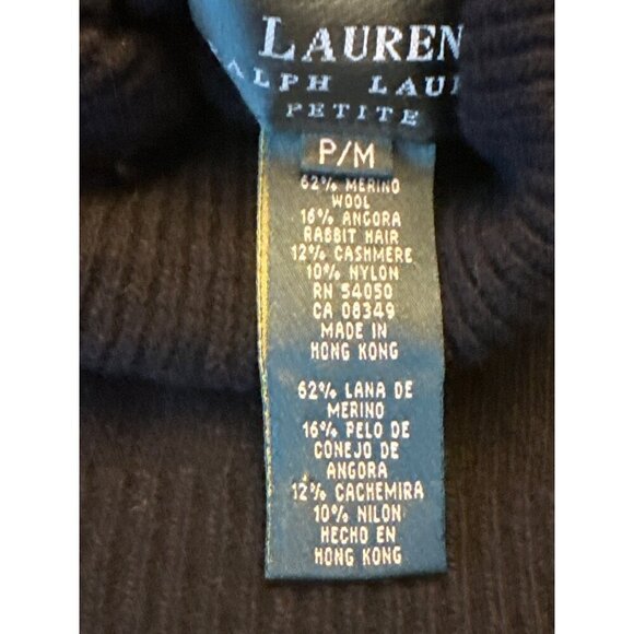 Lauren Ralph Lauren Petite Merino Wool & Angora Rabbit Hair Black Turtleneck Swe - Picture 4 of 6